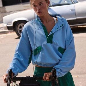 Free People movement world tour top bright blue combo size XS